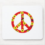 Peace Sign Red Yellow Cherry Blossom Mousepads