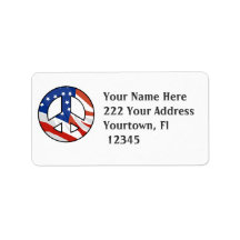 Peace Sign  Retro  Address Label