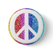 Peace Sign White Button