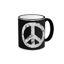 Peace Sign White Distressed Coffee Mug