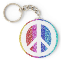 Peace Sign White Keychain
