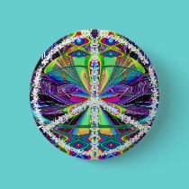 Peace Sign White on colored background button