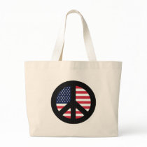 Peace Sign With American Flag Tote Bags