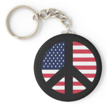 Peace Sign With American Flag Key Chain