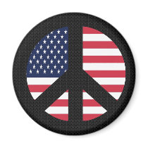 Peace Sign With American Flag Fridge Magnets