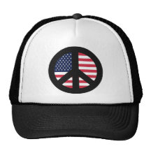 Peace Sign With American Flag Mesh Hat