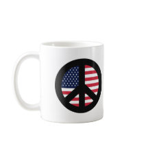 Peace Sign With American Flag Mug