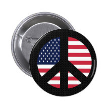 Peace Sign With American Flag Pin