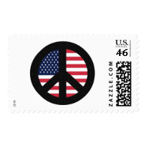 Peace Sign With American Flag Postage