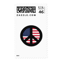 Peace Sign With American Flag Postage Stamp