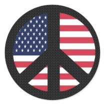 Peace Sign With American Flag Sticker