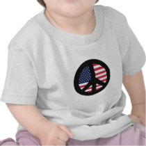 Peace Sign With American Flag Tshirt