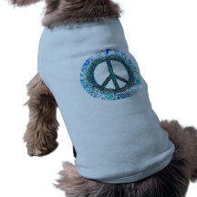 Peace Sign With Blue Waves Doggie Tee