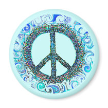 Peace Sign With Blue Waves magnets