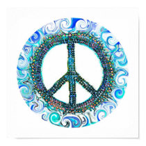 Peace Sign With Blue Waves posters
