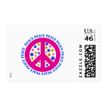 peace sign with flowers postage