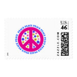 peace sign with flowers postage