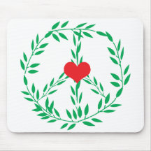 Peace Sign With Heart Center Mousepad