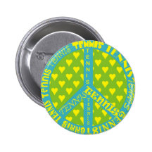 Peace Sign with Tennis in Frame Pinback Buttons
