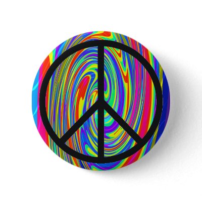 Peace Sign With Trippy Tye Dye Pinback Buttons by cowdencraig