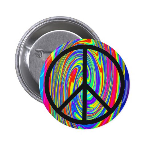 Peace Sign With Trippy Tye Dye Button Zazzle