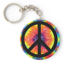 Peace Sign With Tye-Dye Key Chain