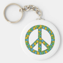 PEACE SIGN WITH VOLLEYBALLS KEYCHAIN