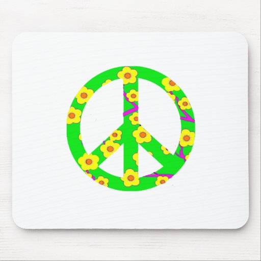Peace Sign Yellow Cherry Blossom Mousepad
