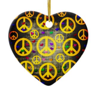 Peace Signs and Hearts ornament