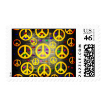Peace Signs and Hearts Postage Stamps
