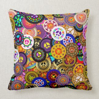 Peace Signs Collage Throw Pillow