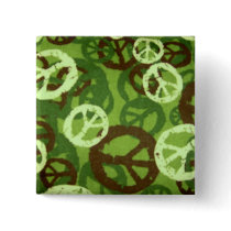 Peace Signs Green Camo Look Button