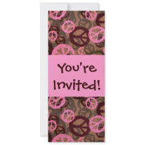 Peace Signs Invitation-Pink/Brown invitations