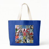 "PEACE Signs" Jumbo Tote Bag by PeaceMontessori "PEACE Signs" Jumbo Tote Bag