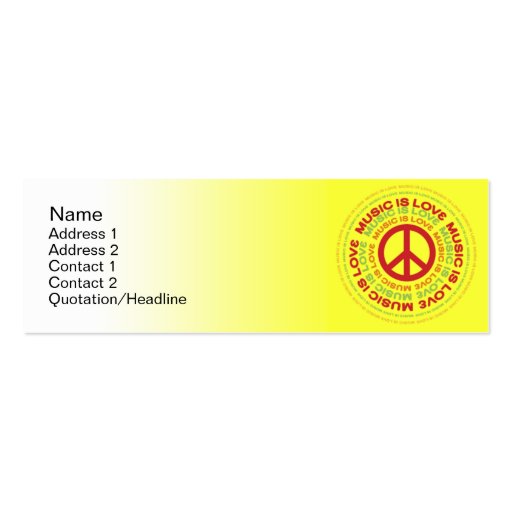 Peace  - Skinny Business Card Template (front side)