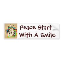 Peace Starts With A Smile bumper stickers