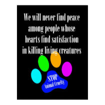 Peace STOP ANIMAL CRUELTY Poster (Black) posters