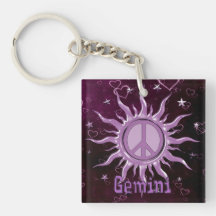 Peace Sun Gemini Acrylic Key Chain