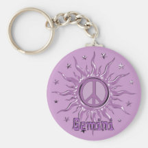 Peace Sun Gemini Keychain