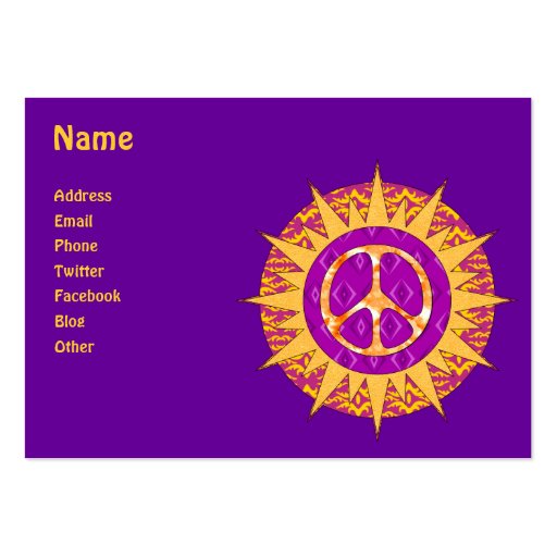 Peace Sun Spiral Business Card Templates (front side)