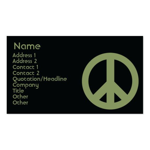 Peace Symbol - Business Business Card (front side)