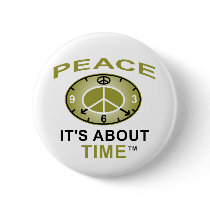 PEACE SYMBOL CLOCK Button (White)