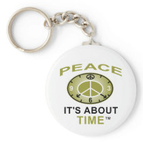 PEACE SYMBOL CLOCK  Key Chain (White)