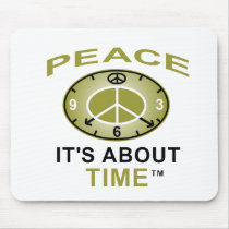PEACE SYMBOL CLOCK  MOUSE PAD (White)