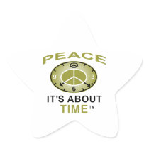 PEACE SYMBOL CLOCK Sticker Star (White)