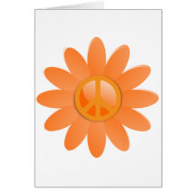 Peace Symbol Flower - Cantelope Orange Greeting Cards