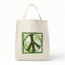 Peace Symbol Grunge Organic Grocery Tote Bag