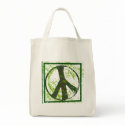 Peace Symbol Grunge Organic Grocery Tote Bag