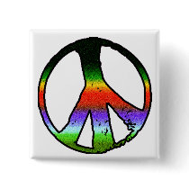 Peace Symbol in Rainbow Glitter Pinback Buttons