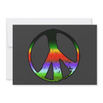 Peace Symbol in Rainbow Glitter Custom Invite